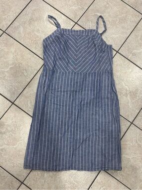 Banana Republic Light Blue Pinstripe Linen Blend Dress